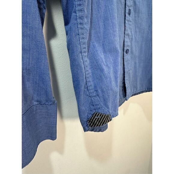 Volcom men’s blue button down long sleeve shirt size Medium. #42-1042 - Picture 4 of 8